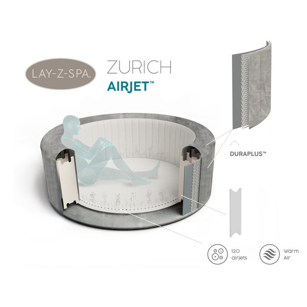 Sūkurinė vonia Lay-Z-Spa Zurich Jacuzzi 180cm Bestway