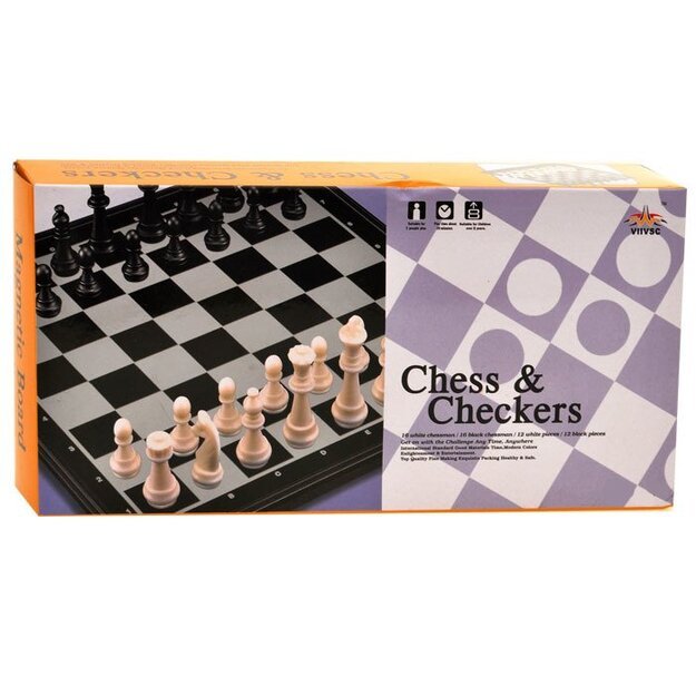 Turistiniai šachmatai ir šaškės su magnetine lenta