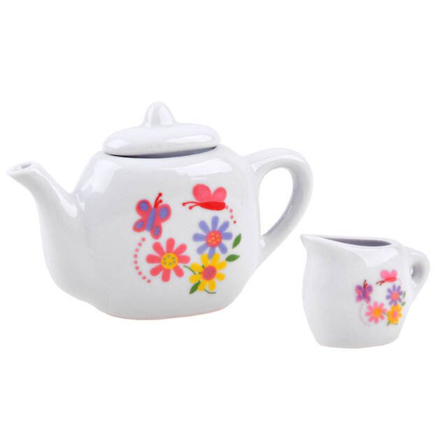 Vaikiškas keramikis arbatos servizas ,,Spalvotos gėlytės''