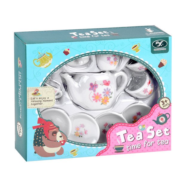 Vaikiškas keramikis arbatos servizas ,,Spalvotos gėlytės''