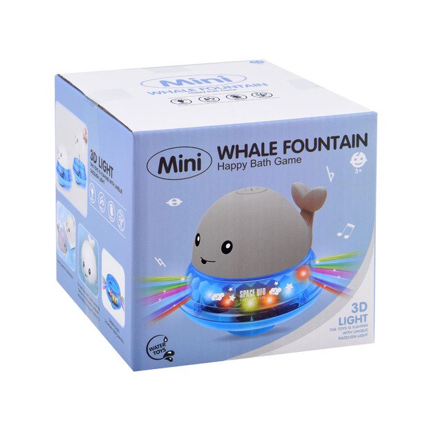 Vandens žaislas banginis su šviesos ir garso efektais, baltas