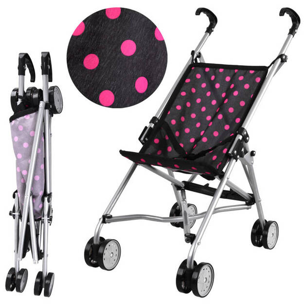 Lėlių vežimėlis, juodai rožinis