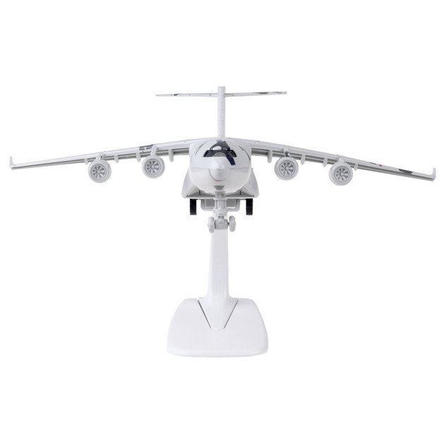 Karinio lektuvo modelis su šviesos ir garso efektais, baltas