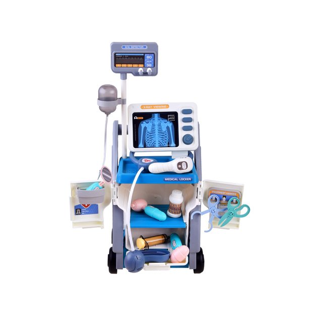 Mažojo gydytojo vežimėlis su priedais, mėlynas