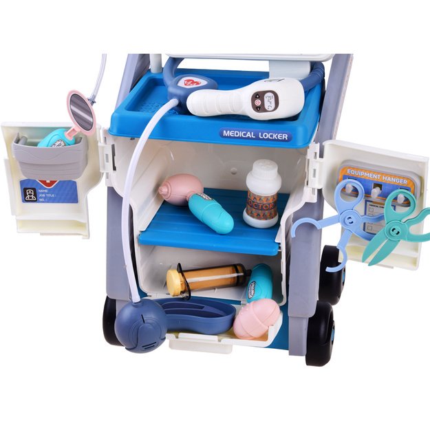 Mažojo gydytojo vežimėlis su priedais, mėlynas