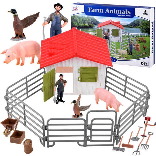 Ūkio gyvūnų figūrėlių rinkinys su priedais