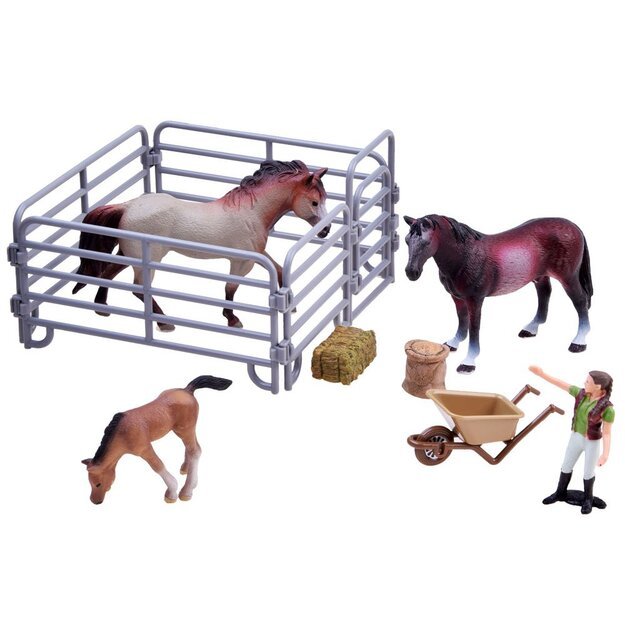 Arklių figūrėlių rinkinys su ūkininke