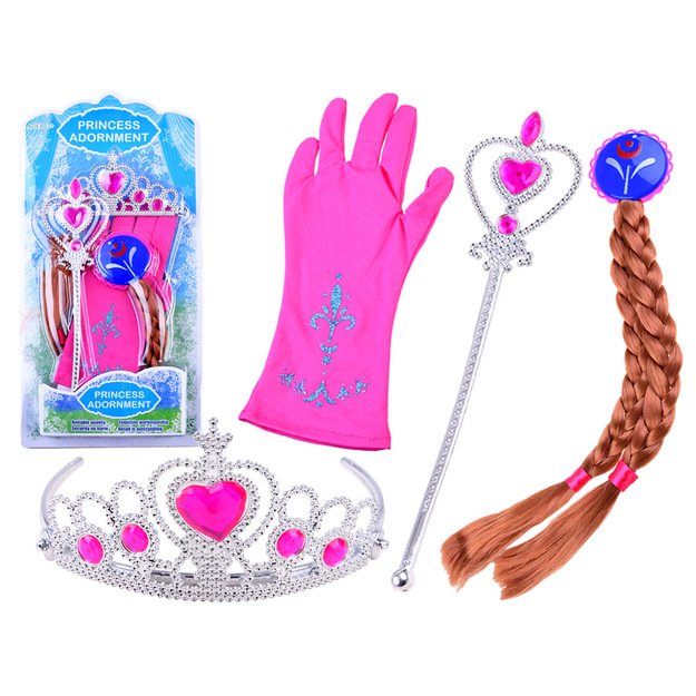 Princesių rinkinys su karūna ir prisegama kasa, rožinis