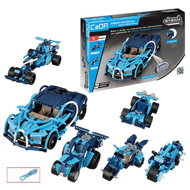 CaDA automobilio konstruktoriaus rinkinys 6in1 509 el., mėlynas