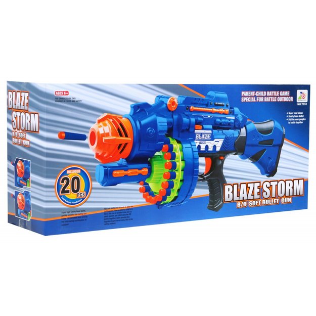 Tikroviškas Blaze Storm Rifle automatinis šautuvas vaikams, mėlynas