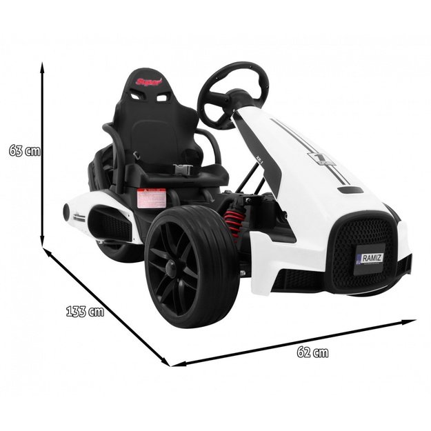 Vienvietis elektrinis sportinis automobilis bolidas Bolid XR-1 vaikams, baltas