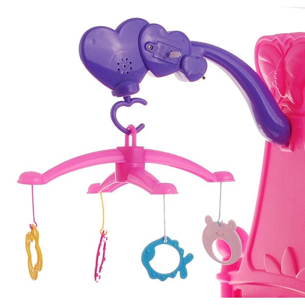 Žaislinė lėlių lovelė 2in1 su priedais, violetinė