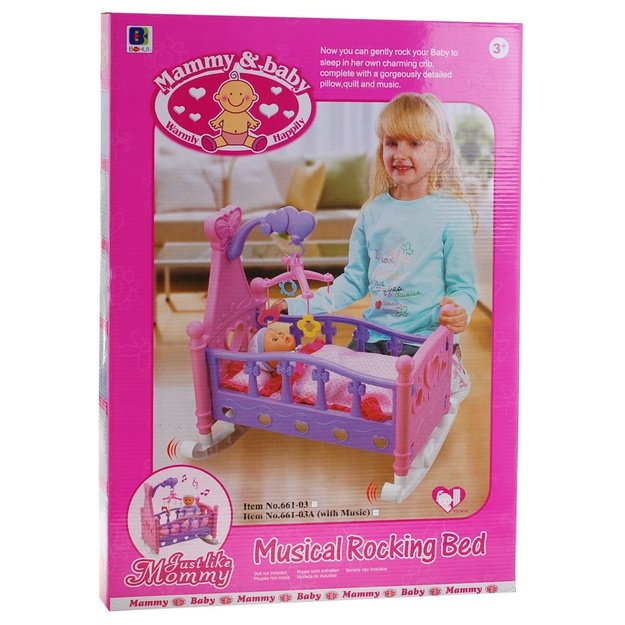 Žaislinė lėlių lovelė 2in1 su priedais, violetinė