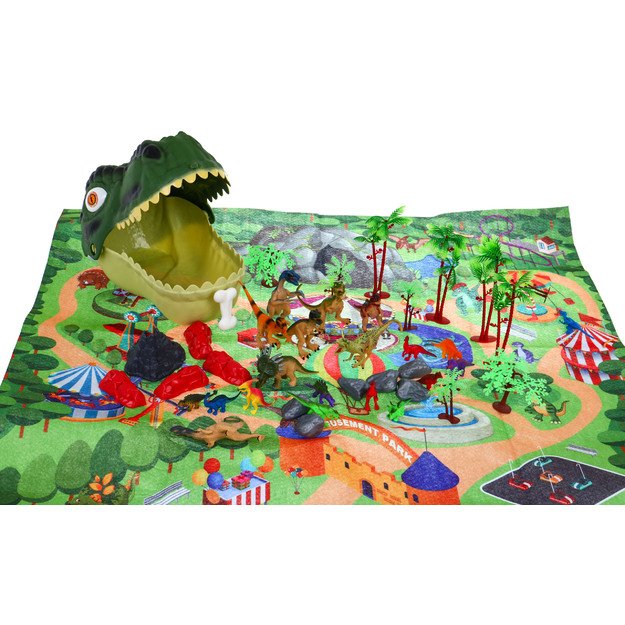 Dinozaurų figūrėlių rinkinys su kilimėliu ir priedais