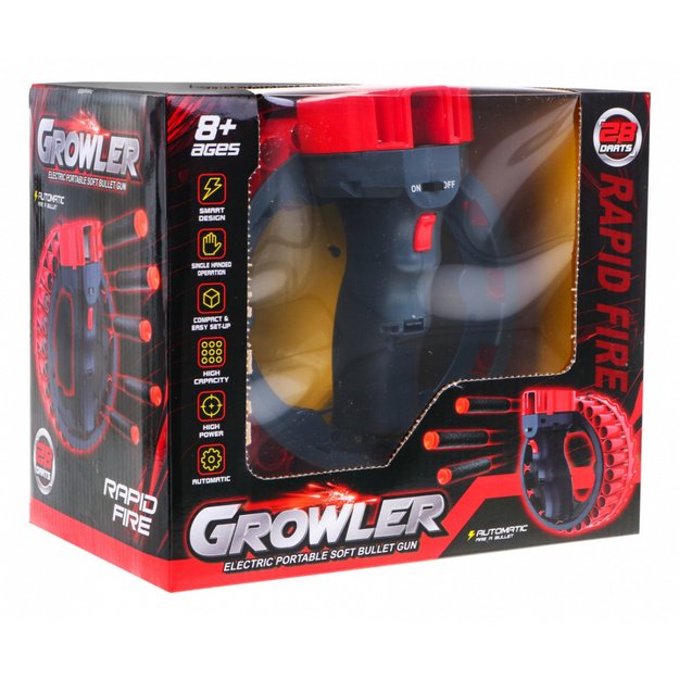 Ergonomiško dizaino „Growler Gun“ šautuvas vaikams su kulkomis 