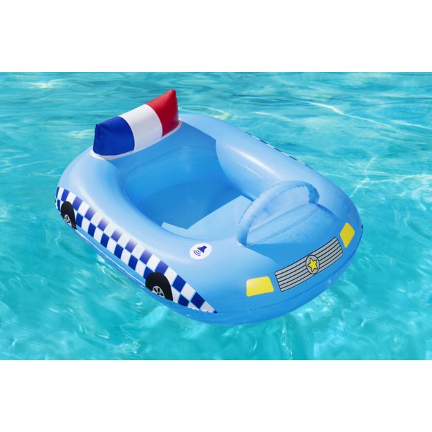 Pripučiamas policijos automobilis vaikams su garso sirena 97x74cm, BESTWAY 