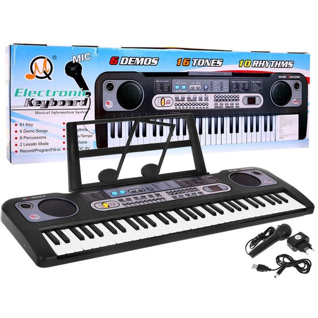 Elektrinis pianinas MQ-020UF vaikams su natų stovu 61 klavišas, juodas