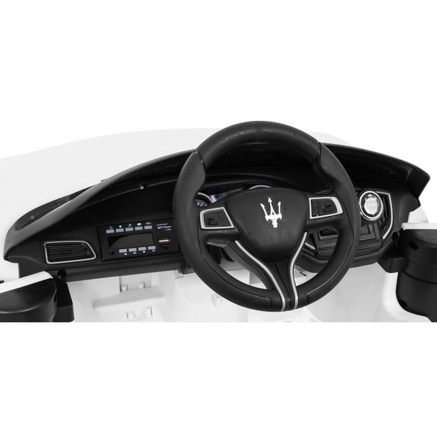Vienvietis elektromobilis vaikams Maserati Ghibli, baltas