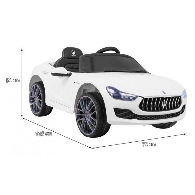 Vienvietis elektromobilis vaikams Maserati Ghibli, baltas