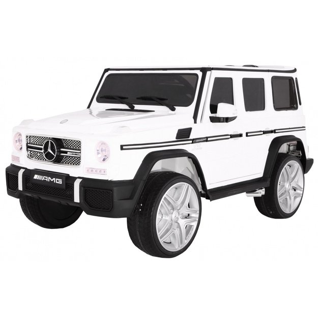 Vienvietis elektrinis džipas vaikams Mercedes Benz G65, baltas