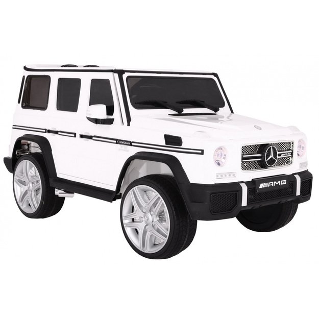 Vienvietis elektrinis džipas vaikams Mercedes Benz G65, baltas