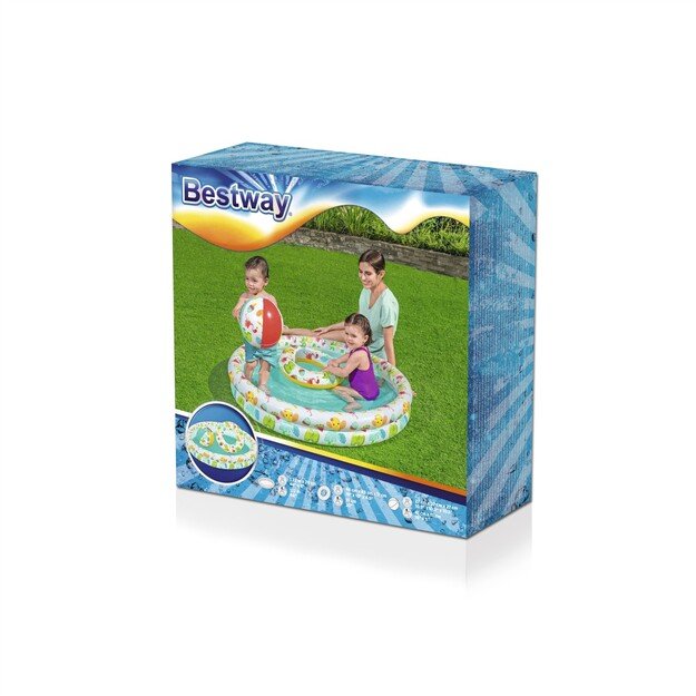 Pripučiamas baseinas vaikams su kamuoliu ir ratu 122x20cm Bestway