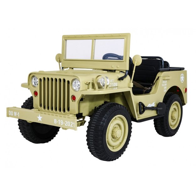 Dvivietis elektromobilis vaikams JEEP 4x4 Willy 24V 4x90W JH101, smėlio spalvos