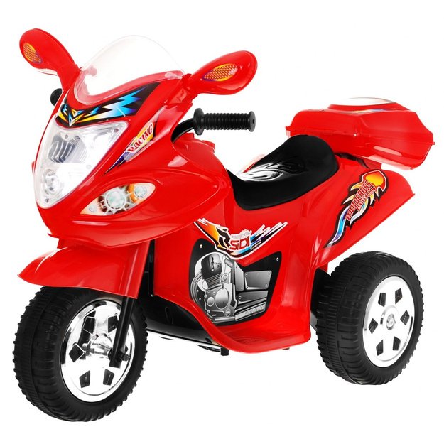 Vaikiškas elektrinis motociklas BJX-088 su trimis ratais, raudonas