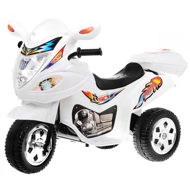 Vaikiškas elektrinis motociklas BJX-088 su trimis ratais, baltas