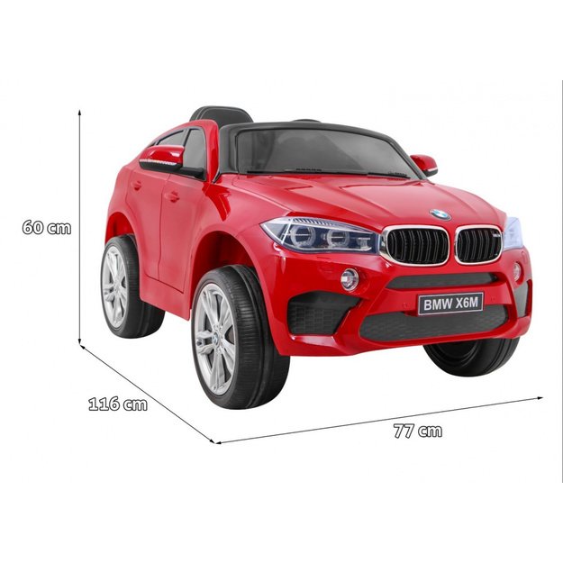 Vienvietis elektrinis džipas vaikams BMW X6M, raudonas lakuotas