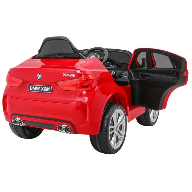 Vienvietis elektrinis džipas vaikams BMW X6M, raudonas lakuotas