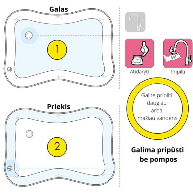 Pripučiamas sensorinis vandens kilimėlis kūdikiui